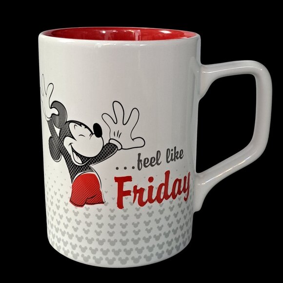 Disney Parks Ceramic Coffee Mug "Mickey Makes Monday Feel Like Friday" Red White - Picture 8 of 12